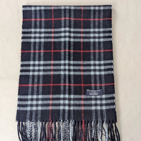Burberry Unisex Lambswool Scarf Blue – Classic Check – Authentic – Fast Ship - Picture 5 of 7